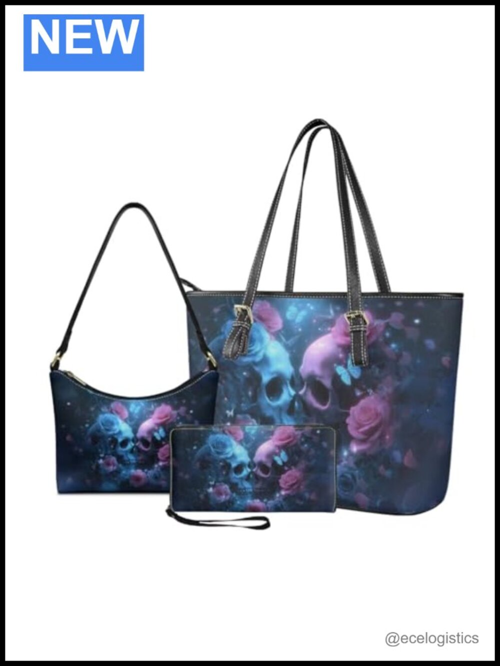 3-Piece Handbag Purse Set with Wristlet Wallet Faux Leather Top Handle Tote Hobo